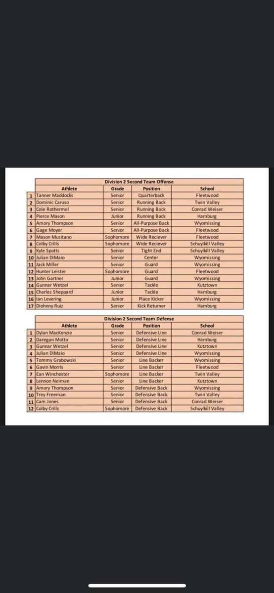 winchester_ean's tweet image. Honored to be named Division 2 Second Team Defense @CorrosRyan @Emyers10_05 @markellnorris @paul_mcclune @dominiccaruso17 @TValleyFB