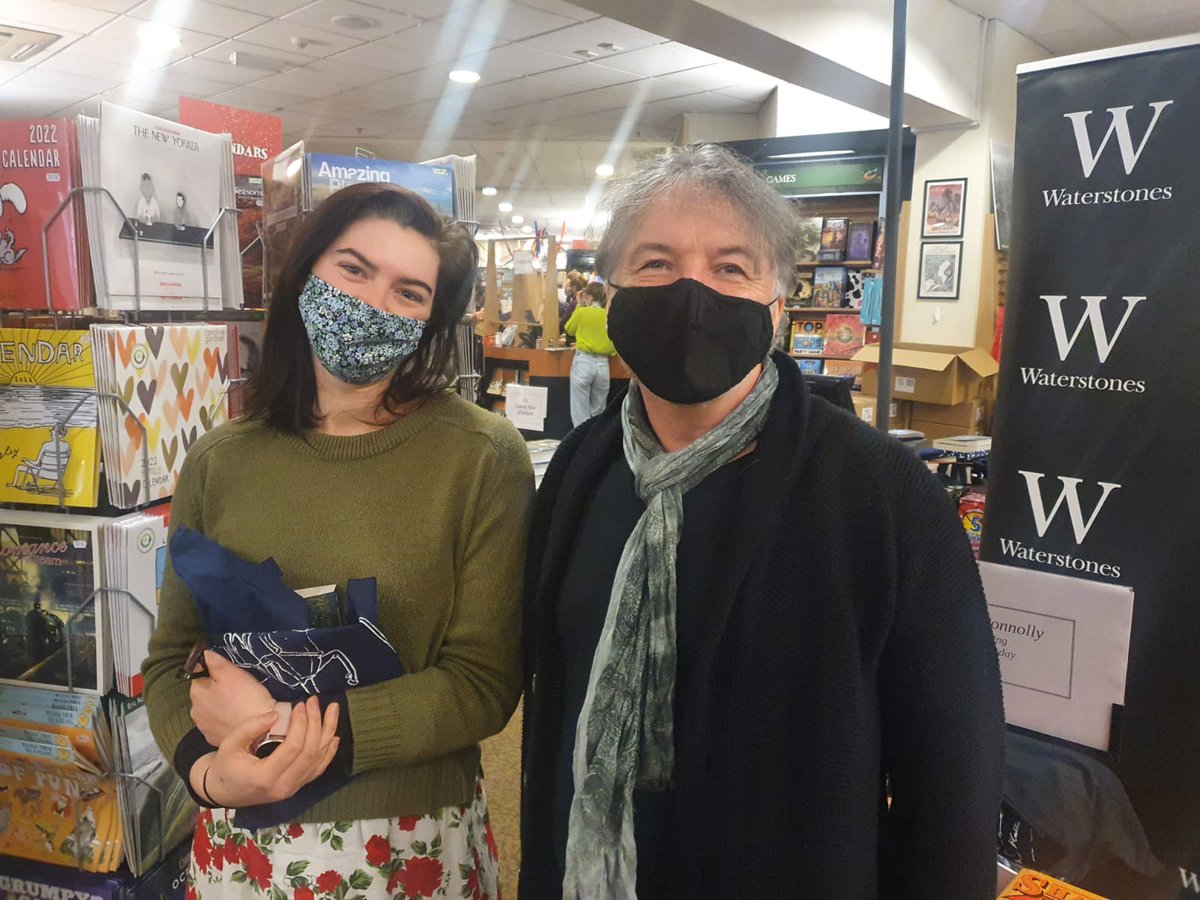 WaterstonesCrk's tweet photo. We had a very pleasant afternoon with @jconnollybooks though @irishguidedogs Yeti didn't really want to sit still for a photo. #ShadowVoices @HachetteIre #CharlieParker #TheNamelessOnes https://t.co/Vh09C54nd8