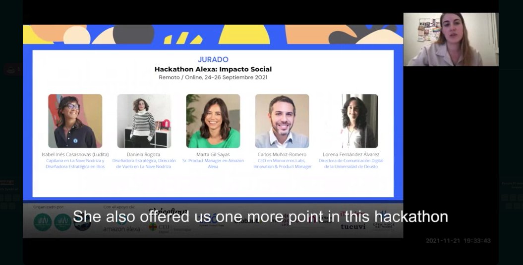 cpearl42's tweet photo. Learning about a really cool online voice hackathon experience. This talk is in Spanish! :)  (Pro tip: being in a hackathon can give you good examples to include in your portfolio)

#WiVGala https://t.co/nFhEgTWLs8