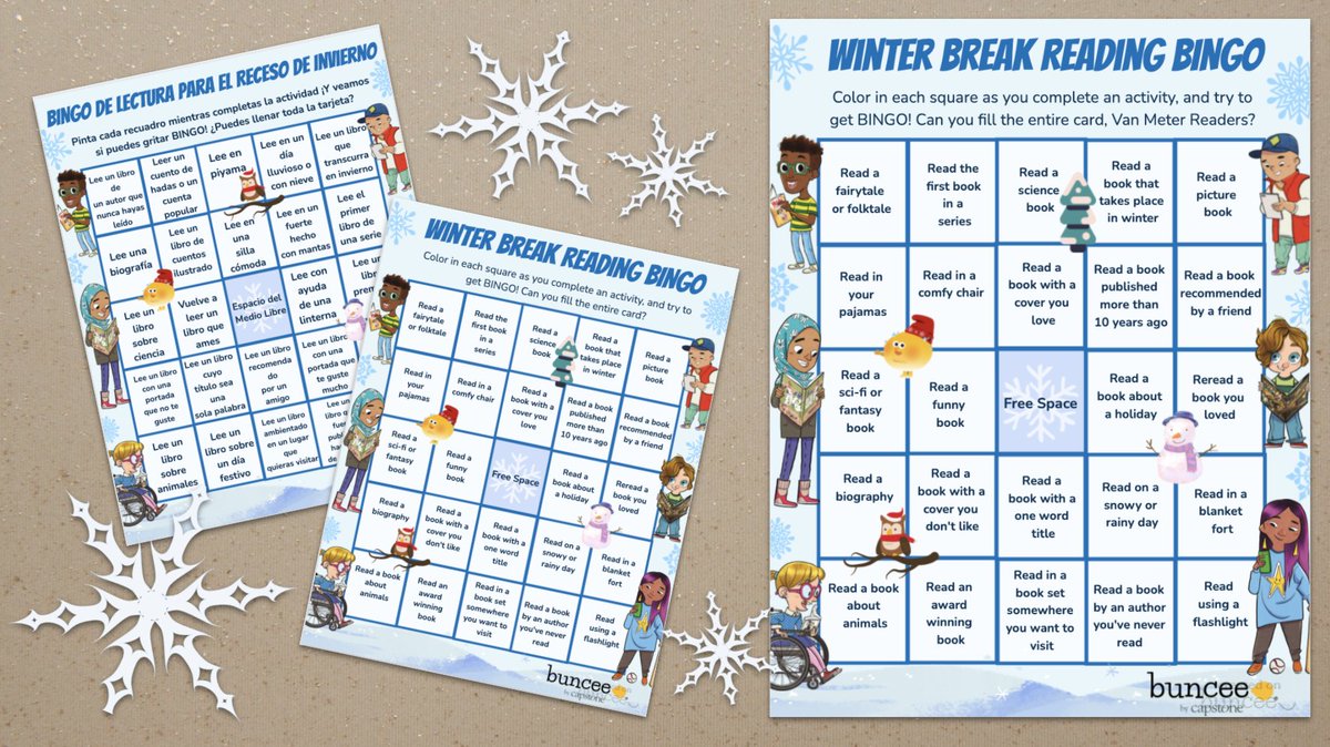 Looking for a fun activity to share with your students and families for winter break? 📚

Check out these adorable and fun "Winter Break Reading Bingo Cards" from our friends at <a href="/CapstonePub/">Capstone 📚</a> &amp; <a href="/Buncee/">Buncee</a> ❄️

You can download or make changes here... buff.ly/3Ev5FpG

#tlchat