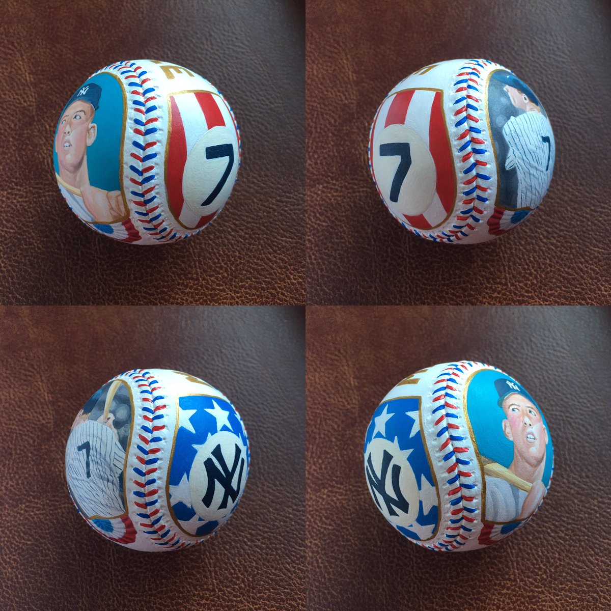 AgFredricksen's tweet photo. Mickey Mantle Hand Painted Baseball. Commissioned. @Yankees #mickeymantle #yankees #baseballart #baseball #baseballhalloffame #topps #baseballcards https://t.co/QHEFXZEndP