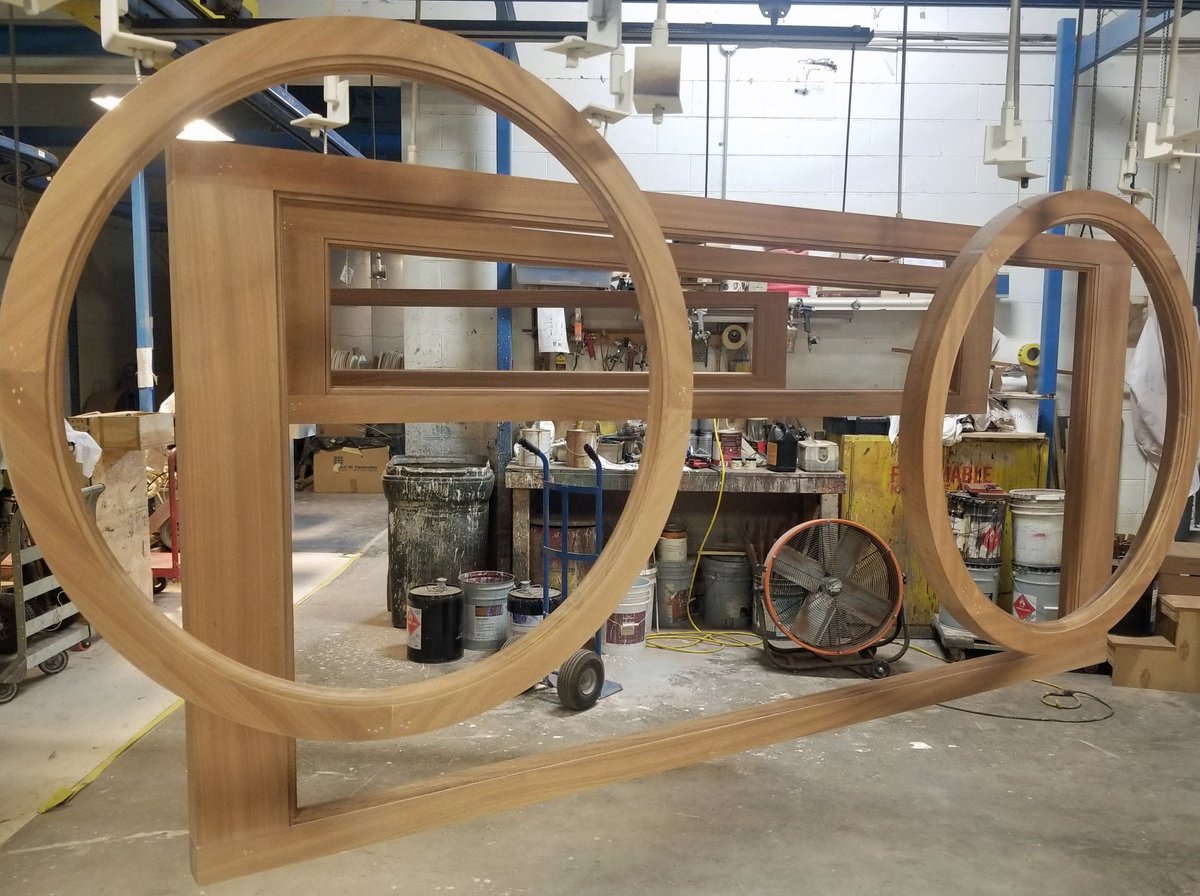 There is always something very cool going on in the Re-View plant as captured by this picture of some custom mahogany sash waiting for a finish. #historicwindows #windowreplica