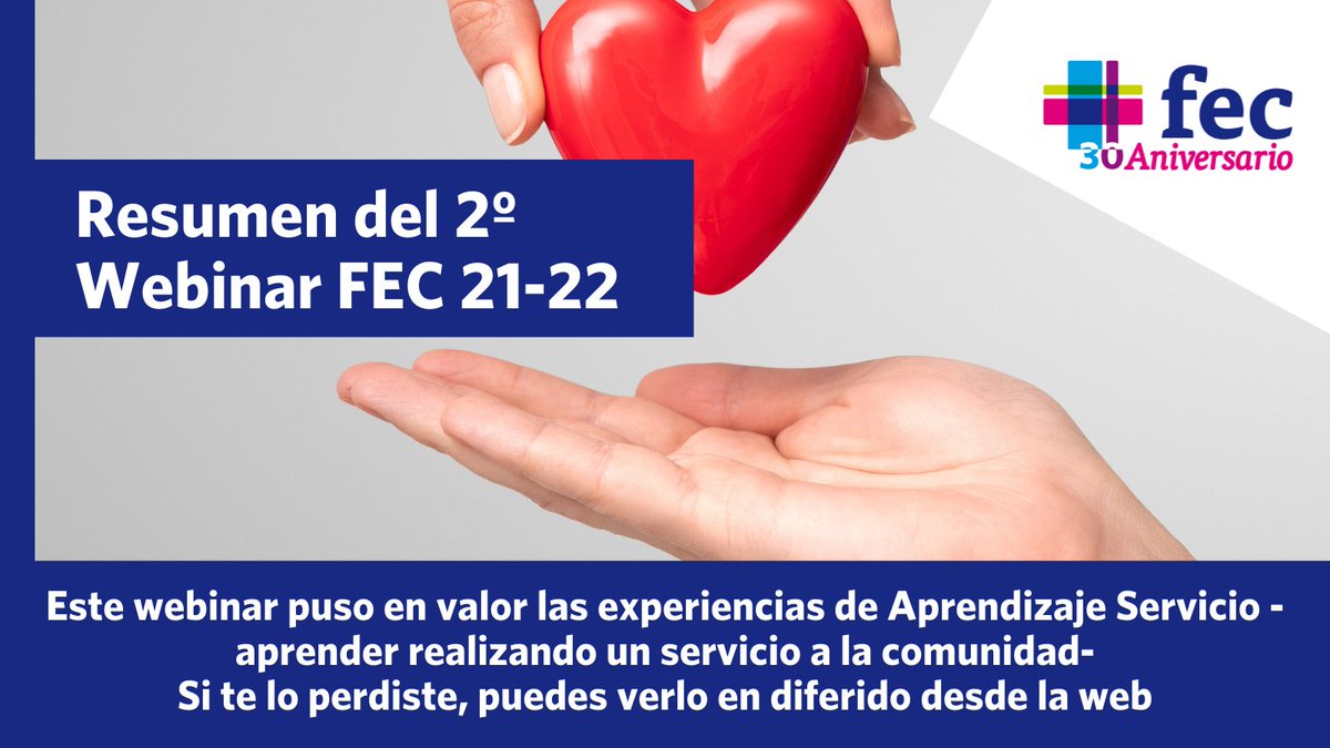 fecsago's tweet photo. Si te perdiste el 2º #WebinarFEC 🧑💻sobre Aprendizaje y Servicio, no te preocupes. Puedes verlo aquí.
Gracias a Ana @fecsjvmu por este contenido tan inspirador
#webinar #SomosFEC #ColegiosFEC #AprendizajeServicio #Solidaridad #Educación
⬇️🤓 Link
https://t.co/ortNfrgpP3 https://t.co/i6QboWdDOK