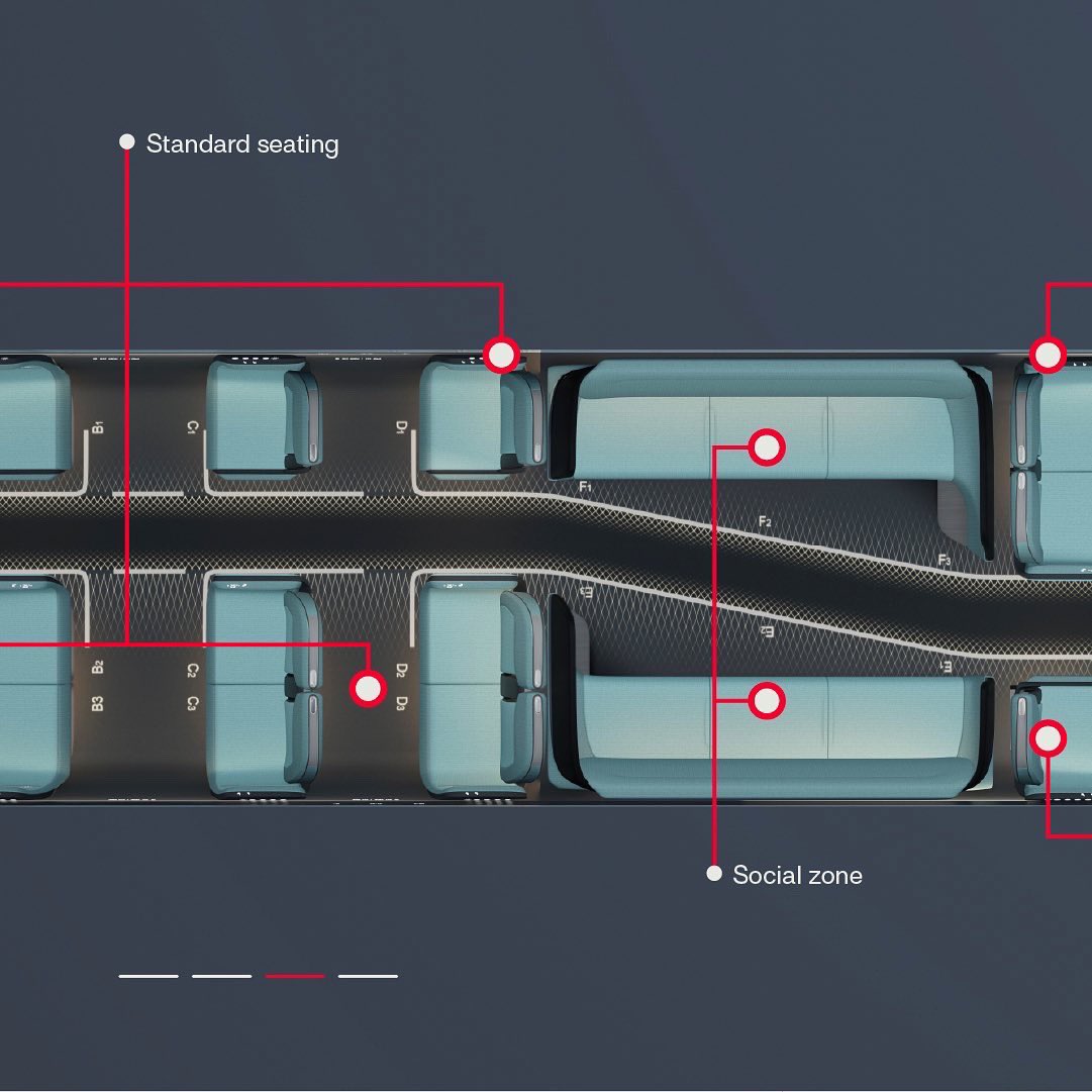hyperlooptt's tweet image. Experience the HyperloopTT capsule layout. With a capacity of 30 passengers, the capsule includes personalized space for passengers, a social zone for a shared experience and accommodations for assisted travelers.
#hyperlooptt #transportation #tech #techlover #innovation