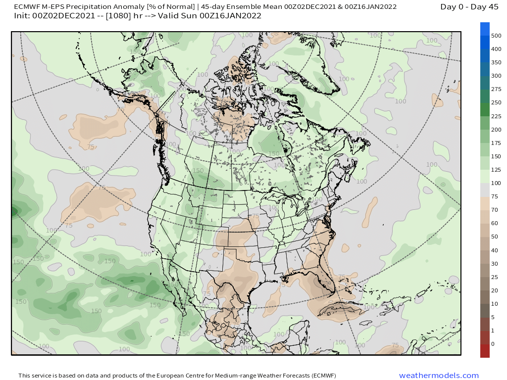RyanWeather's tweet photo. Near normal precipitation (rain or snow) for Western US including California.  This is excellent news if there was any to report! ❄

Dry Southeast is La Niña https://t.co/751oJno88L