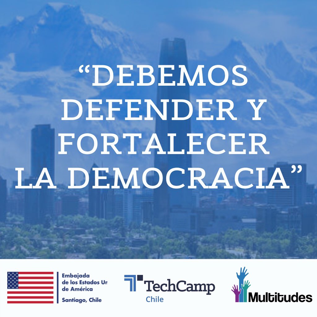 FMultitudes's tweet photo. Finalizó el primer día del #TechCampChile en alianza con @EmbajadaEEUUcl y @techcampglobal y nuestros aliados @latercera Agradecemos a los participantes, mentores y entrenadores por una jornada enriquecedora! Los invitamos a conectarse mañana para un nuevo debate #TechCampGlobal https://t.co/irvSliPKiq