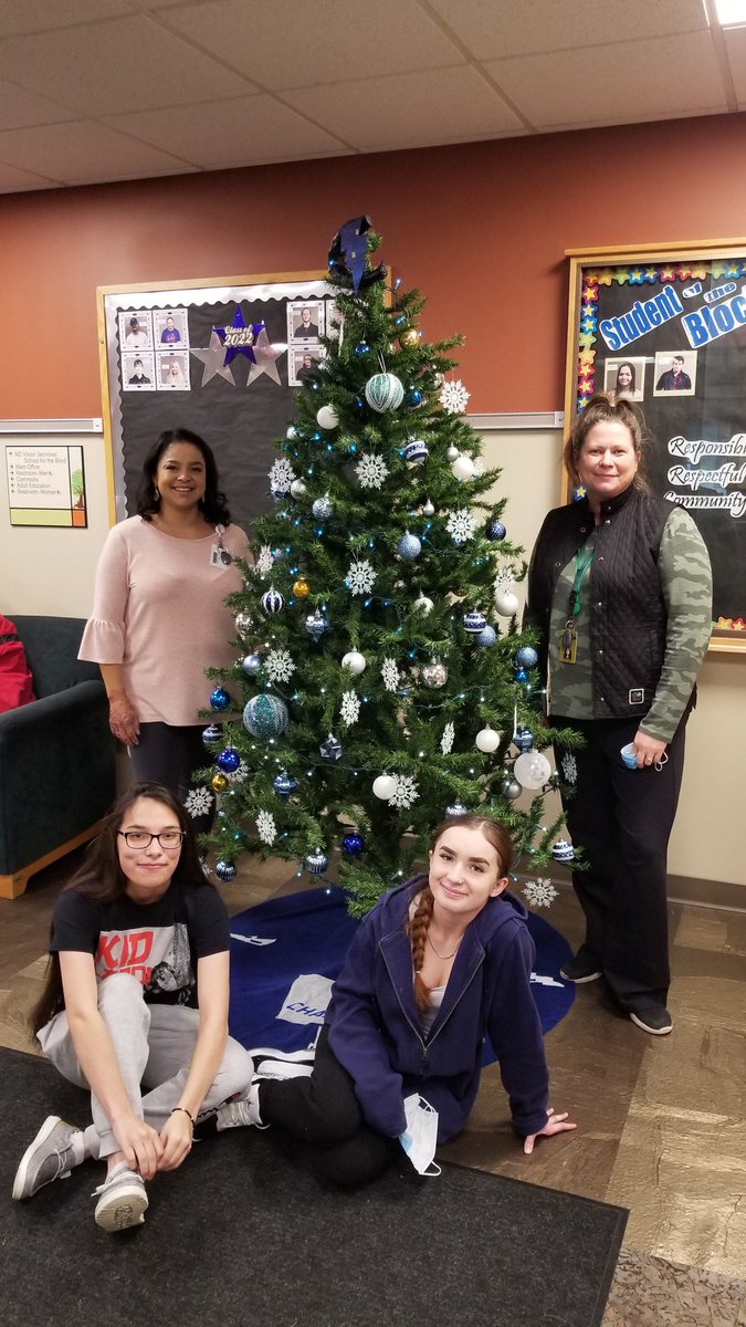 A Huge Thank You to Star-La Garrison and Fayth Thompson for helping Mrs. Munson and Mrs. Miller get the Community HS Christmas tree up. Go Chargers!
