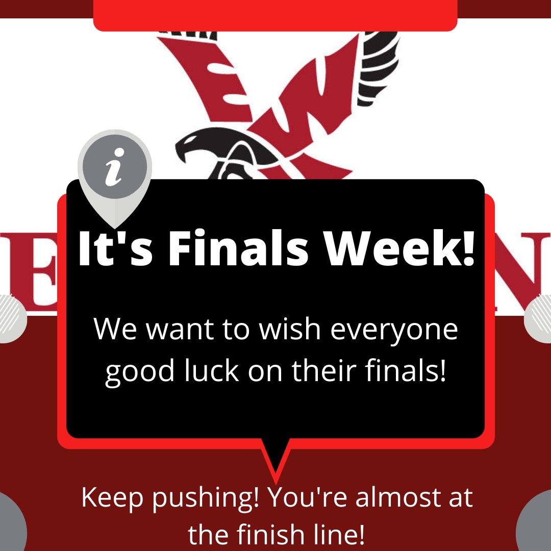 EWUBiology's tweet photo. Happy Finals Week everyone! One more week and you're done! Don't stress about your finals, be confident! The biology department believes in you! If you got done with finals early, then congrats because you can now officially start your break! Don't give up eagles! You got this! https://t.co/aAgzNObas9