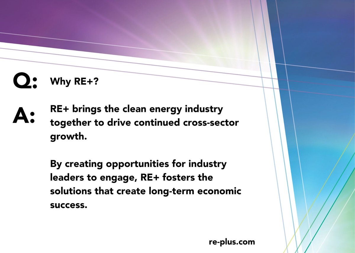 We're now RE+ Events (@spiconvention) on Twitter photo RE+ is looking to the future. We're bringing the industry together to foster cross-sector innovation that will ensure long-term success for the clean energy economy.
Follow along at <a href="/REPlusEvents/">RE+ Events</a>. #replus #innovation RE+ is looking to the future. We're bringing the industry together to foster cross-sector innovation that will ensure long-term success for the clean energy economy.
Follow along at <a href="/REPlusEvents/">RE+ Events</a>. #replus #innovation
