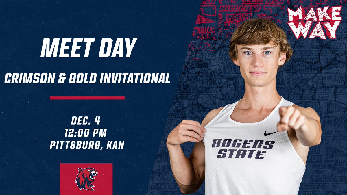 RSUHillcats's tweet photo. It's Meet Day!!

🏃‍♂️ Men’s Track &amp; Field
🆚 Crimson &amp; Gold Invitational
📍 Pittsburg Kan. 
🏟️ Robert W. Plaster Center
⌚ 12:00 pm

#HillcatNation
#MakeWay https://t.co/1EqjdVZVc9