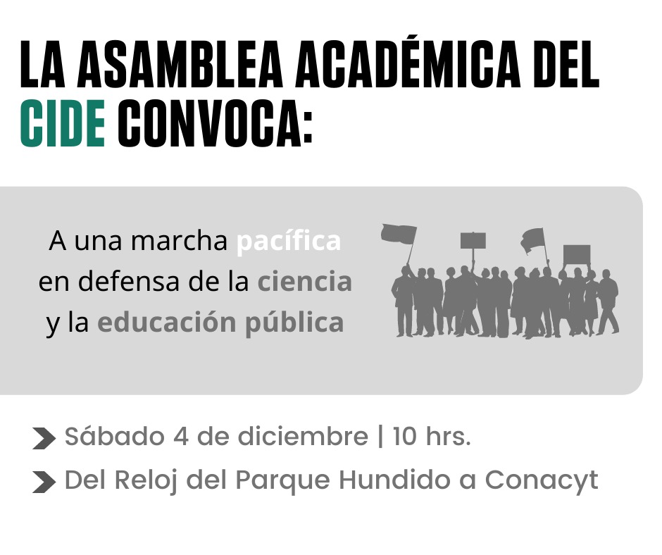 AsambleaCide's tweet photo. #YoDefiendoElCIDE 
Convocamos a las comunidades académicas mexicanas, estudiantes, profesores y la sociedad en general por la defensa de la ciencia y la educación pública. 
¡Nos vemos el sábado! https://t.co/H3urxN7NbB