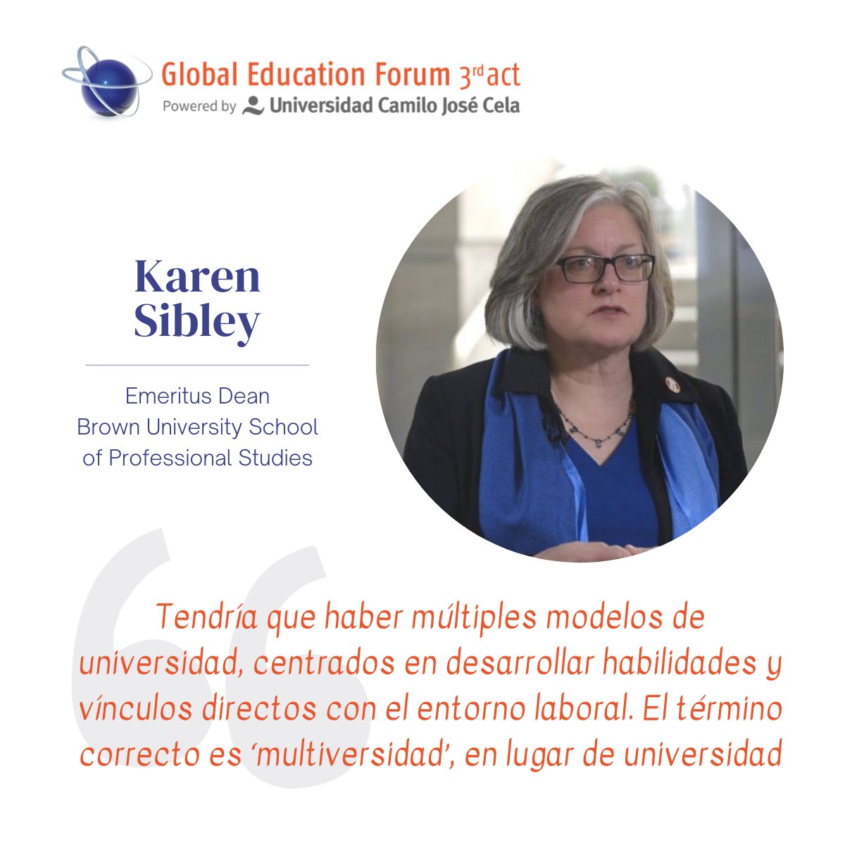 universidadcjc's tweet photo. 🗣️ Karen Sibley en @GEF3act: "Tendría que haber múltiples modelos de universidad, centrados en desarrollar habilidades y vínculos directos con el entorno laboral. El término correcto es ‘multiversidad’, en lugar de universidad" #FutureHigherEd
🌐 https://t.co/9Jy4lTcBn7 https://t.co/90i6eUmuLj
