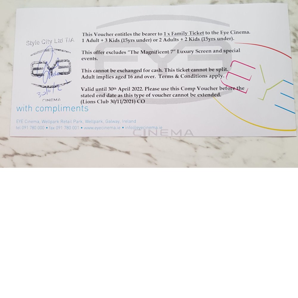 Galway Lions Club (@galwaylionsclub) on Twitter photo The Eye Cinema donated 2 family tickets (T&C APPLY) value é30 each <a href="/galwaylionsclub/">Galway Lions Club</a> Radio Auction Friday Dec 3rd on <a href="/GalwayTalks/">Galway Talks with John Morley</a> with Keith Finnegan <a href="/gbayfm/">Galway Bay FM</a> 9.00 to 12.00. Further Details and Bidding on line galwaylionsclub.ie The Eye Cinema donated 2 family tickets (T&C APPLY) value é30 each <a href="/galwaylionsclub/">Galway Lions Club</a> Radio Auction Friday Dec 3rd on <a href="/GalwayTalks/">Galway Talks with John Morley</a> with Keith Finnegan <a href="/gbayfm/">Galway Bay FM</a> 9.00 to 12.00. Further Details and Bidding on line galwaylionsclub.ie