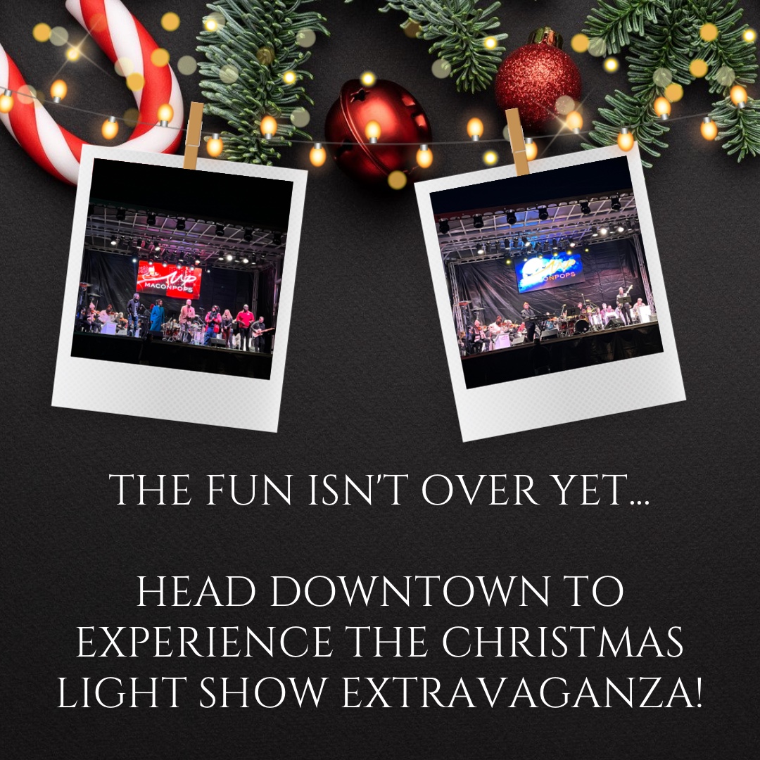 MaconPops's tweet photo. The fun isn’t over! Head to downtown Macon to  experience the Christmas Light Show Extravaganza featuring music by Macon Pops! #maconpops #maconchristmaslightextravaganza #holidayseason #Season9 https://t.co/clc0F1KERT