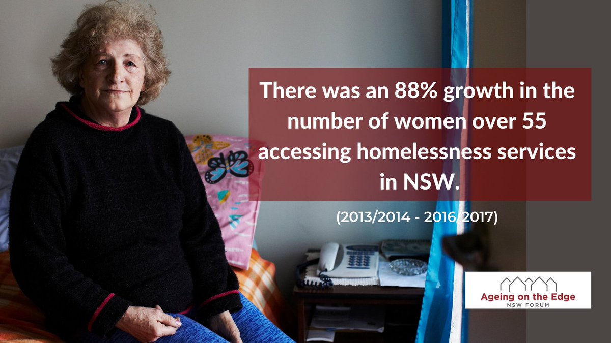 Older women are the fastest growing demographic experiencing homelessness. With growing rental prices & fewer public housing, they fall through the cracks in the housing system. We need a specialist housing service set up in NSW for older people. #atrisk #housing4safety 
@welaust