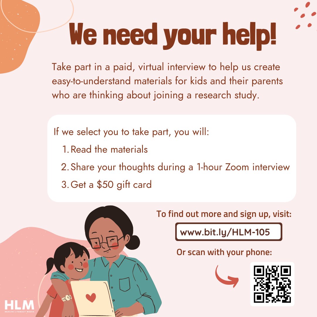 C3T_HLM's tweet photo. We need your help to create easy-to-understand materials for kids and their parents or guardians about clinical trials. To see if you qualify, click here to answer a few questions and sign up: https://t.co/PhY3lZHuZW 
#informedconsent #clinicaltrials #medicalassent #researchstudy https://t.co/CTDgIFkqOf