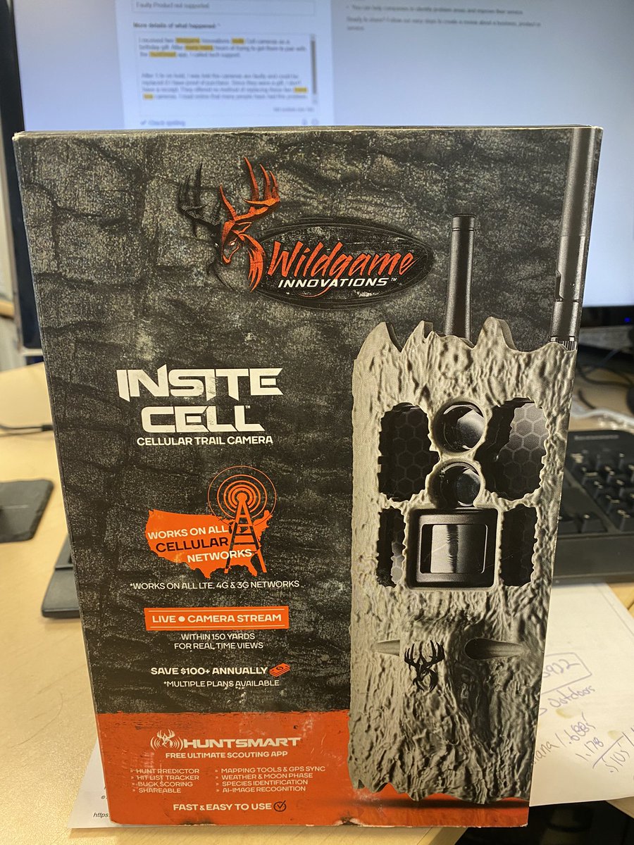 Don’t buy product from Wildgame Innovations. Once they have your money they won’t support the product. The unit in the photo has a factory defect that they are aware of but they won’t replace without the paper receipt. Unit was a gift. #WildgameTrailCam  #WildgameInnovations suck