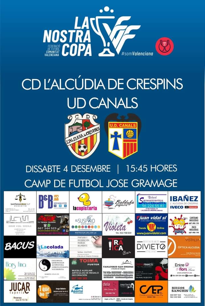 📢⚽ 🏆El <a href="/CD_ACDC/">CD L’Alcúdia de Crespins</a> fa una crida a l’afició per tal d’omplir el camp i crear un gran ambient al Jose Gramage dissabte a les 15.45 h a un derbi del Riu Sants que serà únic!!

⚪️🔵 #lalcudiadecrespins #forçaCDACDC #derbi #copamediterrania #lanostracopa #SomValenciana