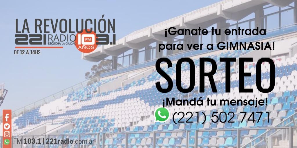 221radio's tweet photo. #221Radio #CGE #GELP | ¡SORTEO! 👇

👉 Ganate dos plateas para ir al #ClásicoPlatense del domingo 

▪️Dale RT a este Tweet
▪️Respondé mencionando a tu acompañante
▪️Seguinos

FM 103.1 - https://t.co/zWlfhJx0Pv https://t.co/Z2RpudRBwR