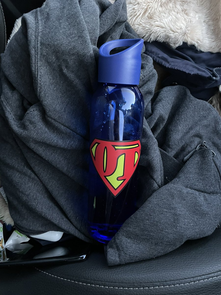 ConfidentLibra's tweet photo. I found my self driving very early to a client of mine and I looked over the passenger seat where I had dumped my coat,hoodie, laptop bag and my water bottle and it suddenly hit me, I am on superhero duty. I am proud of me. 
#OccupationalTherapy #superOT #happy #mood https://t.co/edMDe27XMJ