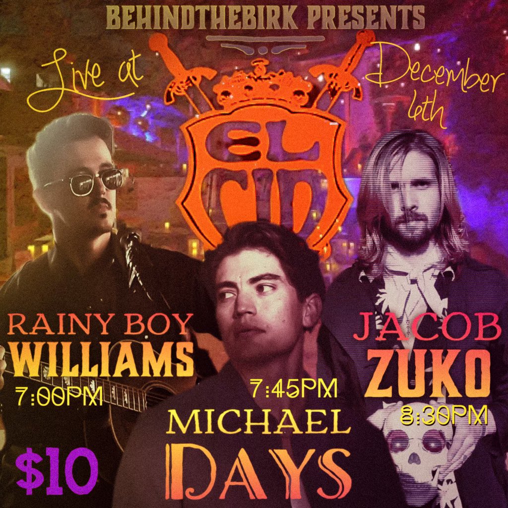 BehindtheBirk's tweet photo. If you’re not too tired from Saturday at @thehotelcafe featuring @tommcnalley and @musicbyaria, head over to @elcidsunset on Monday to be amazed at the talent that @rainyboywilliams, @themichaeldays, and @jacobzuko have! 

#elcid #silverlake #hollywood #livebands 
#musician https://t.co/Tf9xJijMmv