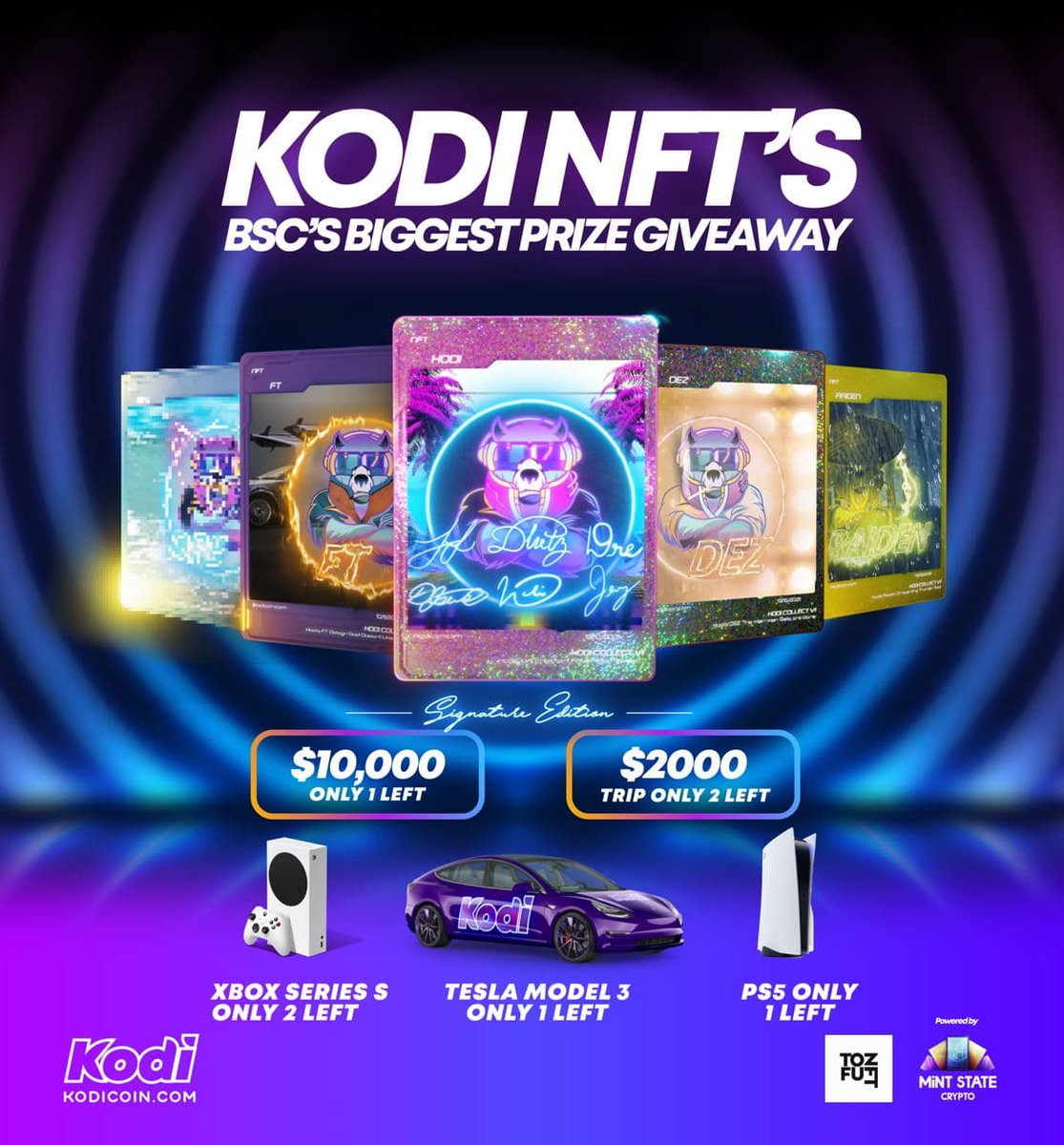 Kodi_Coin's tweet photo. @elonmusk Where are the crypto holders? 

All I know is some lucky #KODI holders are going to be driving a #tesla with the prize giveaway in select packs of our NFTs 😎

#Kodicoin #BSCGem #NFTGiveaway https://t.co/T6k3fIPmwm