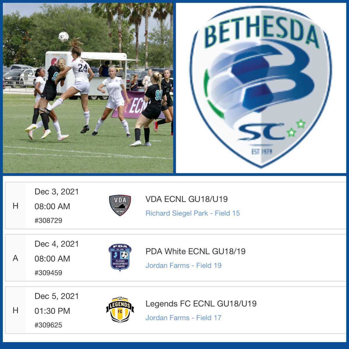 Come see my <a href="/bethesdascnews/">@bethesdascnews</a> team play in #ECNLTN this weekend! First games of the season… we are coming out strong! <a href="/TheECNL/">The ECNL</a> <a href="/PeytonBernard3/">Peyton Bernard</a> <a href="/drewbernard1123/">Drew Bernard</a> <a href="/trindorsey/">Trinity Dorsey</a> <a href="/lailacow/">Laila Cowsette</a> <a href="/avamorales_/">Ava Morales</a> <a href="/leah_williams4/">Leah Williams</a> <a href="/Caitlin_Rowan22/">Caitlin Rowan (Bullis Class of 2023)</a>