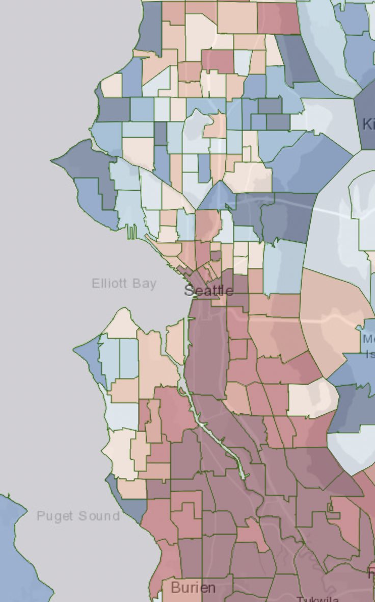 UDistrictYIMBY's tweet photo. Environmental justice is racial justice. We cannot have one without the other!

Left: Percentage of population who are BIPOC
Right: Environmental health risk https://t.co/pE8acqh1Hp