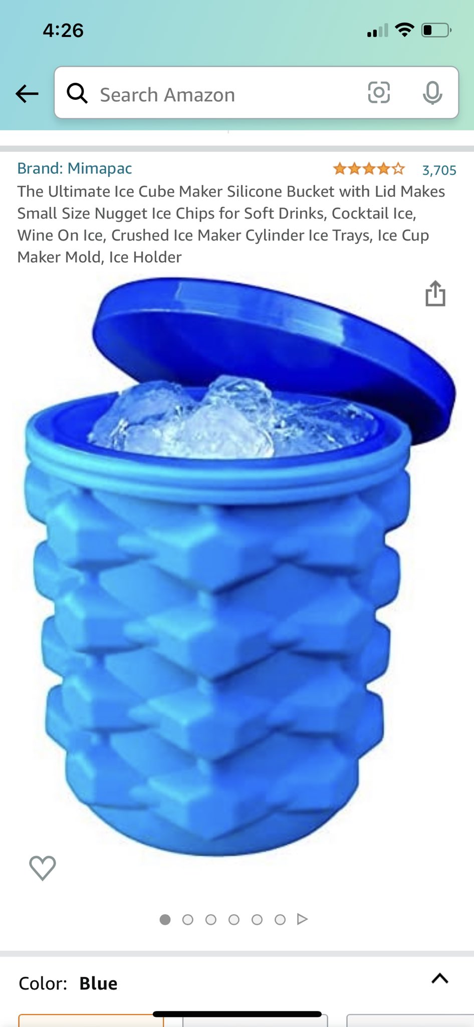 Mimapac The Ultimate Ice Cube Maker Silicone Bucket with Lid Makes Small-Size Nugget Ice Chips for Soft Drinks, Cocktail Ice, Wine on Ice, Crushed Ice