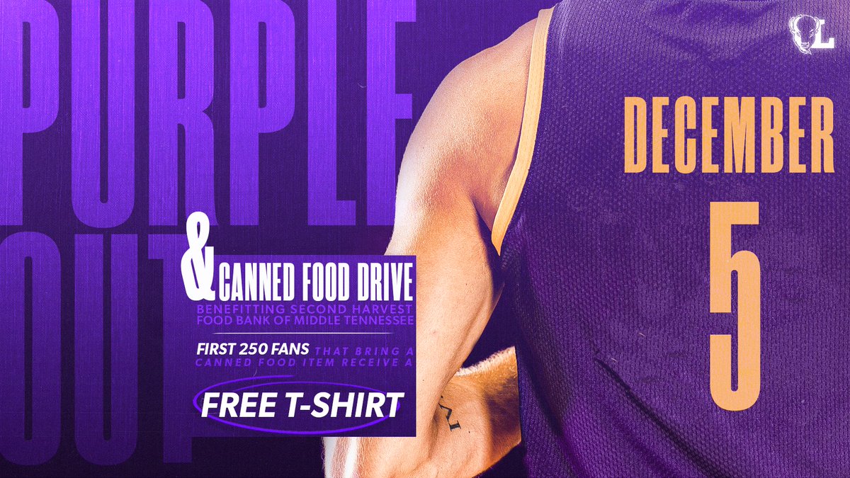 LipscombSAAC's tweet photo. Join us THIS SUNDAY in Allen Arena to support both our bison basketball teams AND Second Harvest Food Bank! 🏀 

The first 250 fans who bring a canned food item will receive a free t-shirt! Let’s support those in need this holiday season. #thebisonway #hornsup https://t.co/50tpEJbXSv