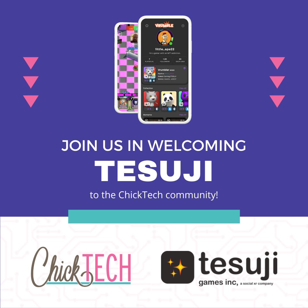 chicktechorg's tweet photo. Join us in welcoming @tesujiinc to the #ChickTech community, a dynamic engineering & design company that has built AR Pet games, video chat & live-streaming platforms & much more. Thank you Tesuji for your commitment to #diversityintech! More about Tesuji: https://t.co/xeIOFrFpbn https://t.co/gUIwzBrVgc