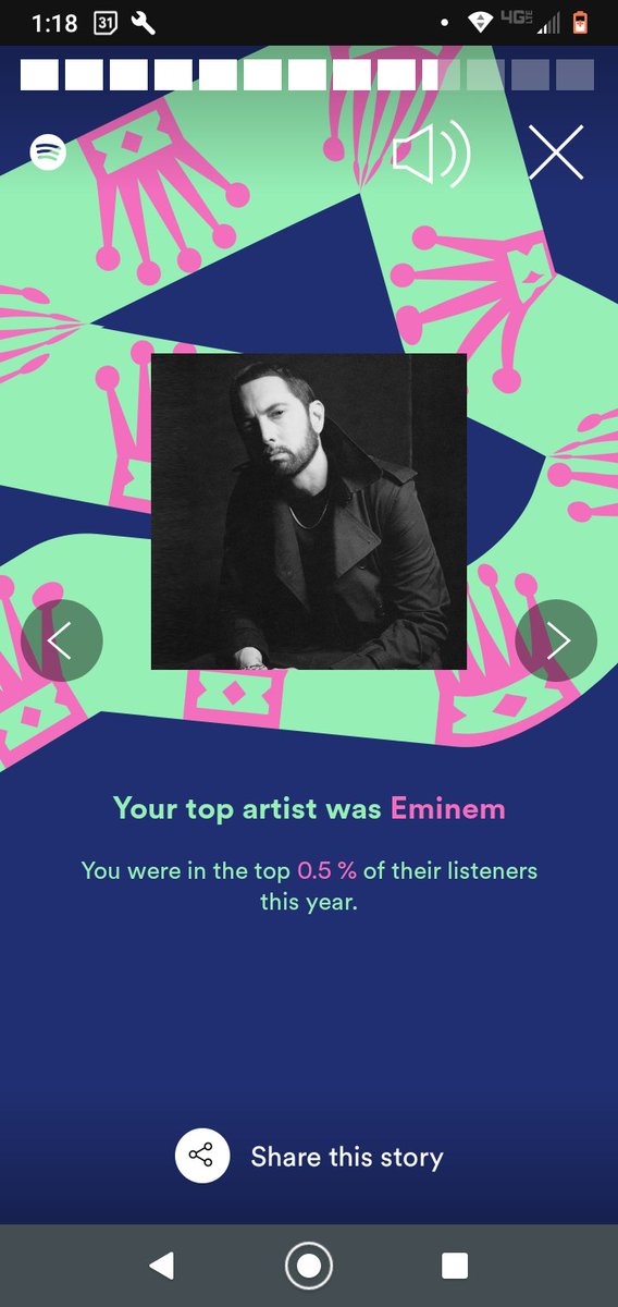 slipjay's tweet photo. Thanks for all the company during long commutes, @Eminem! I'm surprised how many hours I spent on Spotify. And with 191 different artists and 13 genres! But only one artist made my top 5 songs. 😍 #SpotifyWrapped #eminem https://t.co/gWphFhUKAX
