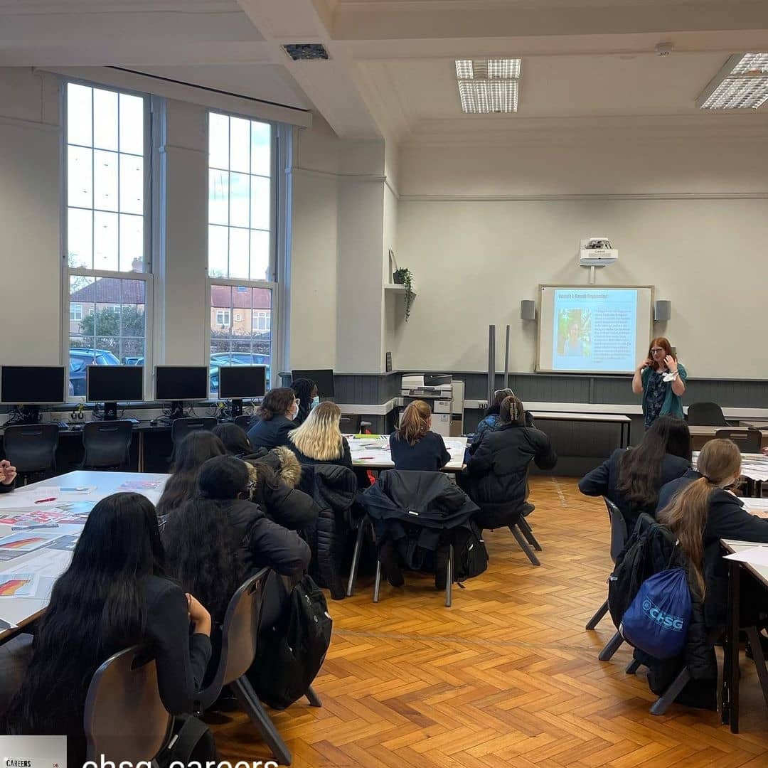 CarshaltonHigh's tweet photo. Where can German take you? The 2nd of our subject twilight sessions took place today, with an insightful talk delivered by Dr Catherine Smale from @kingscollege London. Students 
 got to hear about the many career paths that languages can lead to. #teamchsg @CHSG_MFL @MrDevenney https://t.co/6Xy2JwRVBG