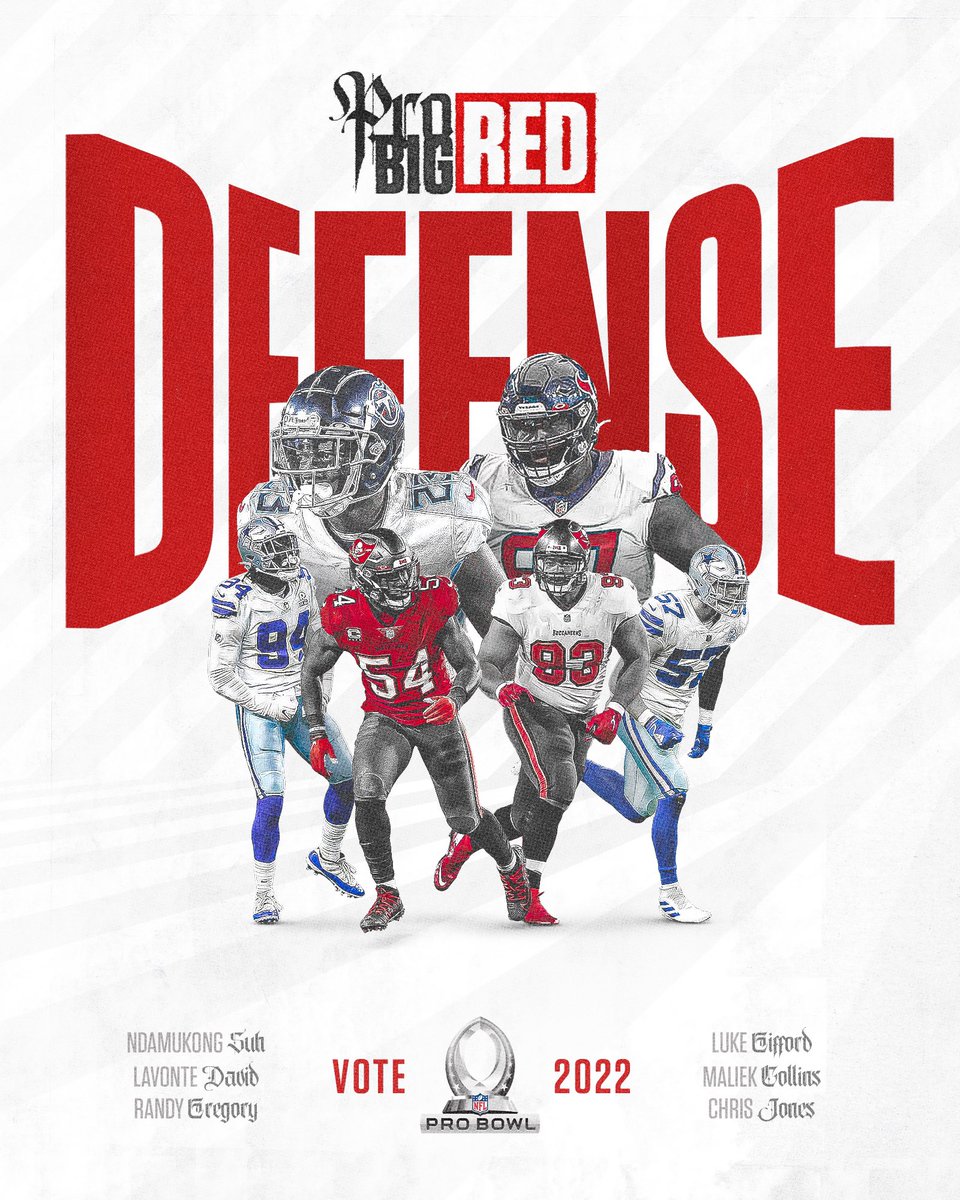 Let’s get our #ProBigRed defense to the Pro Bowl.

Every Retweet = 1 Vote

#ProBowlVote + <a href="/NdamukongSuh/">Ndamukong Suh</a> 
#ProBowlVote + <a href="/RandyGregory_4/">Randy Gregory</a> 
#ProBowlVote + <a href="/luke_gifford/">Luke Gifford</a> 
#ProBowlVote + <a href="/SavageSevv/">Maliek Collins Sr.</a> 
#ProBowlVote + @Joneschosen1 
#ProBowlVote + Lavonte David
