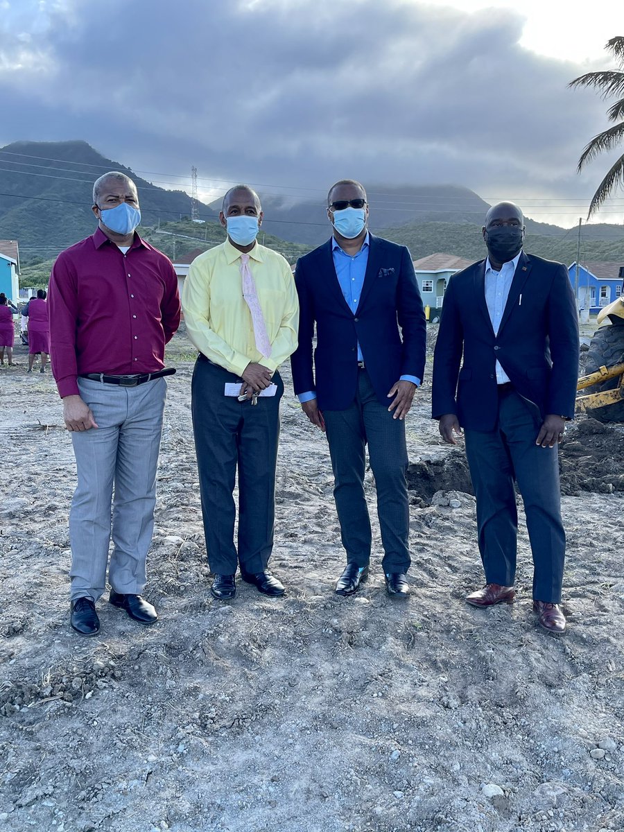 markbrantley3's tweet photo. Ended my day at ground breaking ceremony for 38 homes being the 3rd phase of Cedar View Housing Development at Maddens in #Nevis. Huge congratulations to Deputy Premier Alexis Jeffers who is leading a housing revolution on #Nevis #NevisRecovery #MoreHousing #RegainTheMomentum https://t.co/P3QOVlsxp3