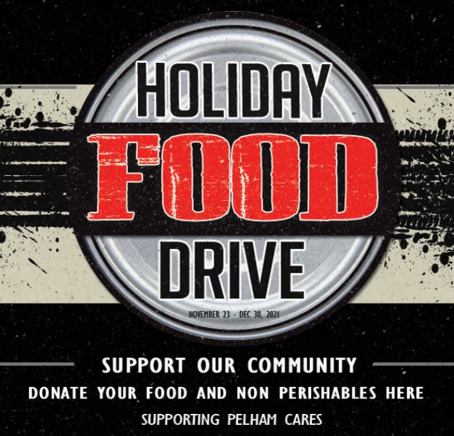 CLARES_Niagara's tweet photo. Holiday Food Drive is on at Clare's. Let's all help feed our community. Support Pelham Cares. Drop you food and non perishables off here! https://t.co/iKSd3Xr1NK