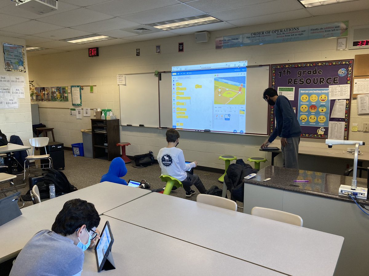 GreggDegen's tweet photo. Thank you Taran for teaching the iTeam how to code using Scratch! @GreggDegen @CenturyWildcats https://t.co/AhNvhLl2bC