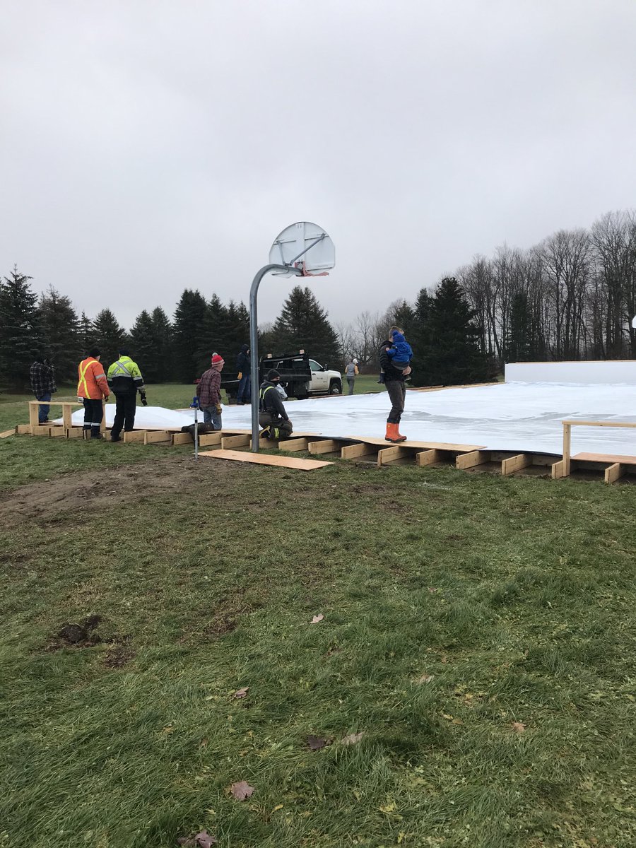 MikeBlacklaws's tweet photo. Happy to get out and help with the new community rink in Mansfield today. Great participation from Township staff, community members and Rosemont Fire Firefighters. Can’t wait for it to freeze and strap on the skates. Game on. https://t.co/JtSf2ntsQT