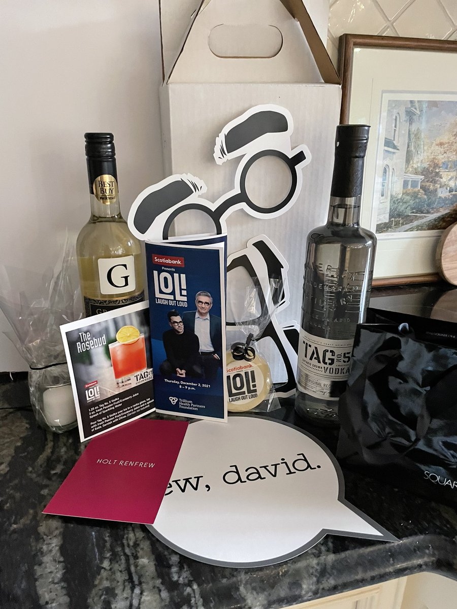 Our swag arrived for tonight’s <a href="/THP_foundation/">THP Foundation</a> <a href="/THP_hospital/">Trillium Health Partners</a> Laugh Out Loud event. Can’t wait to hear <a href="/Realeugenelevy/">Eugene Levy</a> and <a href="/danjlevy/">Dan Levy</a>. And of course proudly support my amazing hospital and our newly announced trilliumhealthworks.ca plan