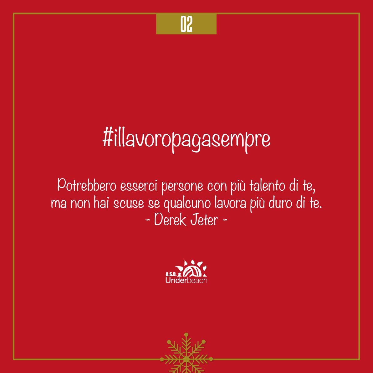 AlbertoFranzini's tweet photo. 🎅 2 dicembre 2021
Calendario dell'Avvento

Mi hanno sempre insegnato di stare lì, pronto a prendere e sfruttare qualsiasi errore.

#avvento #natale #calendarioavvento #calendariodellavvento #calendario #asdunderbeach #christmas #underbeach #beachvolley #adventcalendar #advent https://t.co/2gLQ6iD24v