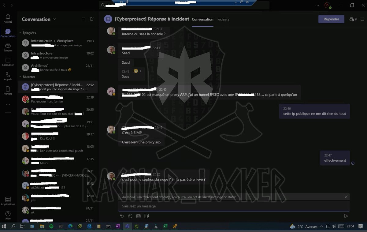 vxunderground's tweet photo. Ragnar Locker ransomware group took screenshots of their targets Cybersecurity Incident Response meeting mid-breach.

* Image censored to comply with Twitters Terms of Service
* Watermark is Ragnar Locker's - not ours. We did not apply it. https://t.co/1I9ik7LFdf