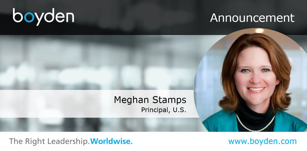 BoydenUS's tweet photo. Announcement: We welcome Meghan Stamps joining the #BoydenUS team as Principal. Based in #Houston, Meghan brings 15+ yrs expertise in #executivesearch, #humanresources and consulting. She will specialize in #healthcare, w/ a cross-sector specialty in #HR: https://t.co/eTJ7puZV5r https://t.co/yBfPOoK41d