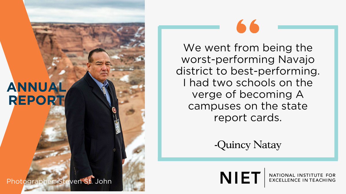 NIETteach's tweet photo. We are honored to spotlight Superintendent Quincy Natay in our new Annual Report. He was named an @educationweek #LeadertoLearnFrom this year. Read more about him and his journey in our partner district Chinle USD: https://t.co/vFjEBlzbpO https://t.co/qu18pSnU64