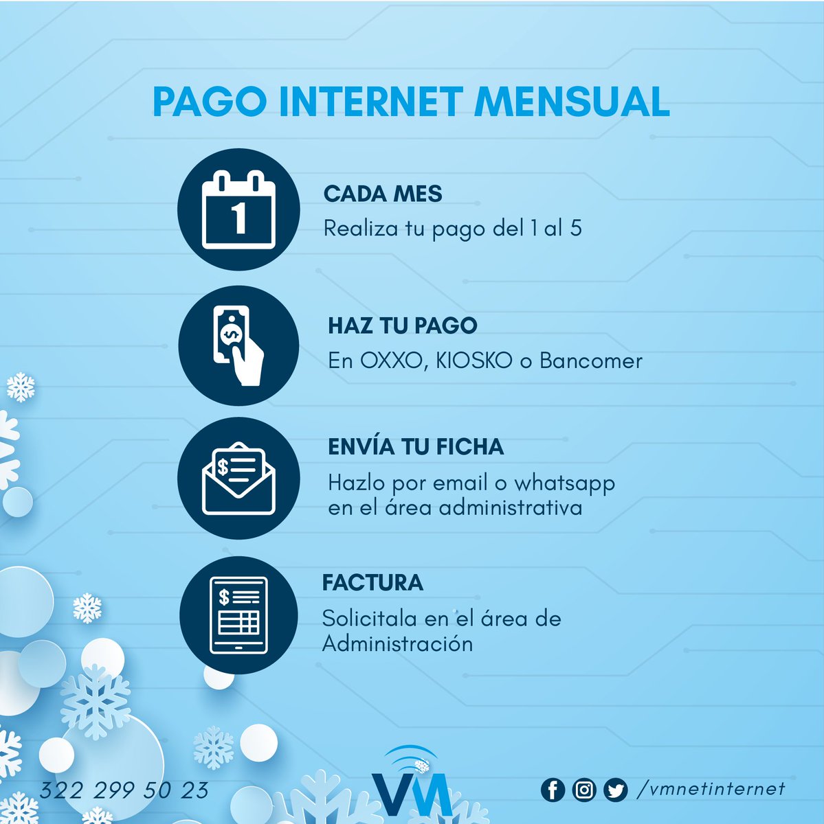 vmnetinternet's tweet photo. Cliente #mensual vmnet📶
Te recordamos realizar tu pago del 1 al 5 de cada mes para evitar cortes en tu servicio

Te mostramos el proceso de pago que debes realizar todos los meses🤓⬇️

Cobranza 📱322 230 3851

#vmnet #wifi #servicio #proveedor #puertovallarta #bucerias #nayarit https://t.co/YJJb7x1goN