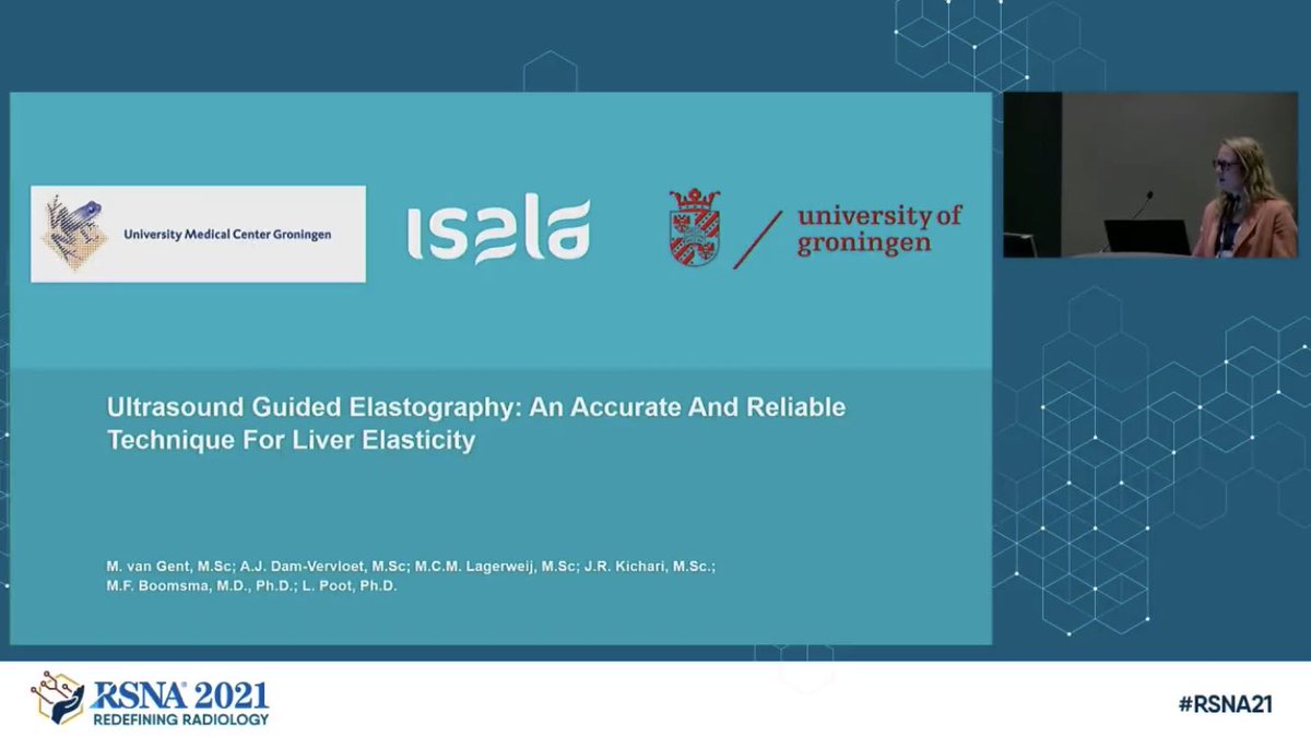 dam_lida's tweet photo. Top presentatie zojuist over onze lever elastografiestudie ism MDL, radiologie en klinische fysica in isala op het belangrijkste Radiologie congres van de wereld de #RSNA in Chicago door AIOS klinische fysica Margo van Gent! 👍🏻 @VoorzitterNVKF @IsalaAcademie https://t.co/j7LsX4Ug1u