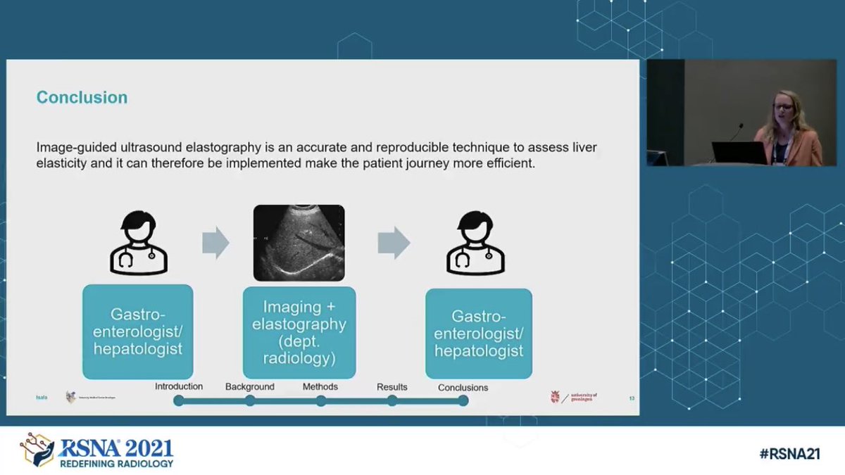 Top presentatie zojuist over onze lever elastografiestudie ism MDL, radiologie en klinische fysica in isala op het belangrijkste Radiologie congres van de wereld de #RSNA in Chicago door AIOS klinische fysica Margo van Gent! 👍🏻 <a href="/VoorzitterNVKF/">Voorzitter NVKF</a> <a href="/IsalaAcademie/">Isala Academie</a>
