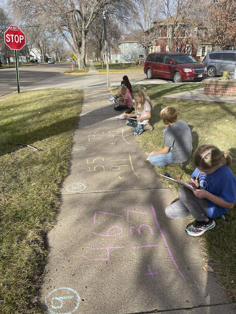 MoenchJenna's tweet photo. Second grade took advantage of this #beautiful December day to practice our two and three digit addition. We also had to take some time to color as well. ☺️ @BertrandVikings #VikingNation https://t.co/odwcLOfZM7