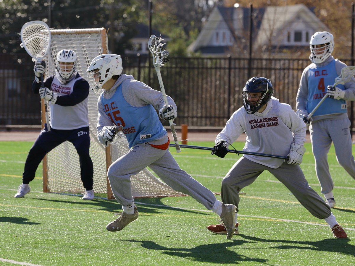 More than 50 alumni returned to Steuart Field the Friday after Thanksgiving to face off against current varsity lacrosse players in an exciting alumni lacrosse game. View more photos by Huberman Highlights on Flickr: flic.kr/s/aHsmXaS6r5. #STAAlumni #GoDogs