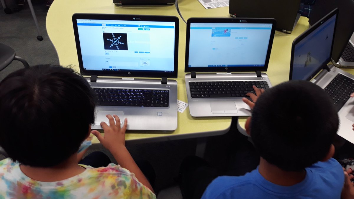BWhirledCulture's tweet photo. Taking a peer's creation and putting a new spin on it! Dinosaur Dance Party is always a cool way to end your day! #CoderPals #DATADoes @dataedwhite @walzemNEISD @NEISD https://t.co/8jxNUjEmHl
