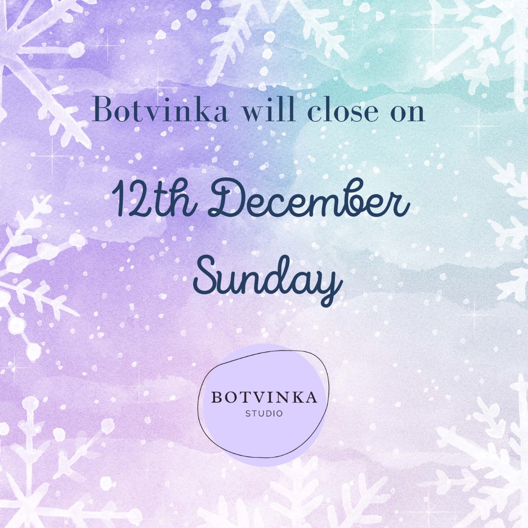 botvinkastudio's tweet photo. 🟣 BOTVINKA NEWS 🟣

Due to (good) big personal stuff happening in the coming months, Botvinka Studio will close indefinitely on Sunday 12th December.

All orders will ship in time for Christmas (shipping delays permitting) 💝

Make sure to get all you need before that 💜 https://t.co/58FI5vvXzj